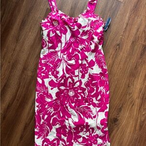 Trina Turk Floral Pink and White Dress